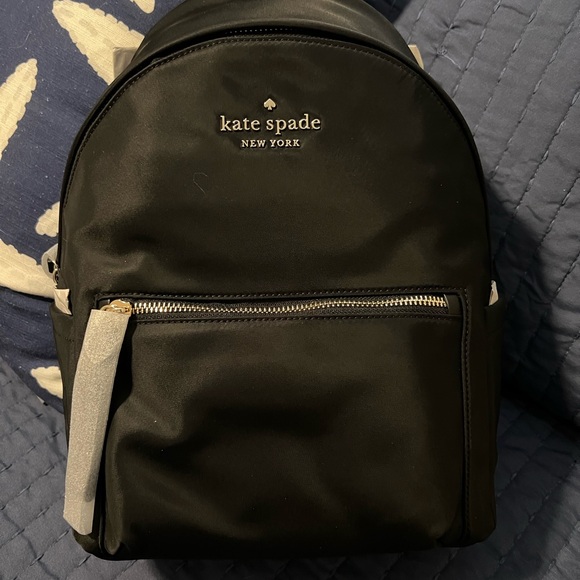 kate spade Handbags - kate spade black nylon backpack with gold hardware